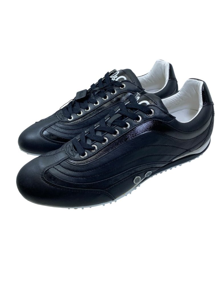 Dolce & Gabbana Swan Low Cut Sneakers Logo Leather Black 42) Street Mode Italy